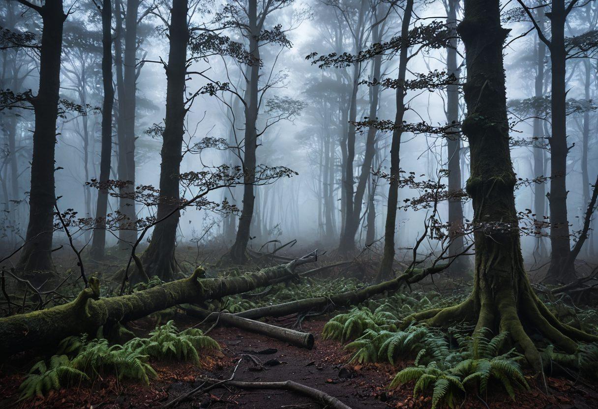 A captivating cinematic scene featuring classic film reels partially unraveling within a misty forest, where shadows of iconic, forbidden film characters loom. The atmosphere is mysterious with hints of vibrant colors reflecting the allure and controversy, and subtle symbols of taboo integrated into nature. Add a soft, ethereal glow to emphasize the enchanting yet forbidden theme. super-realistic. cinematic vibe. moody lighting.